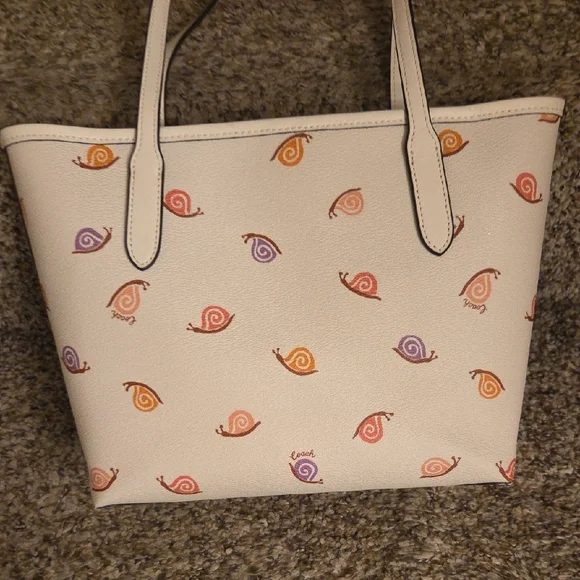 Coach Beige Tote with Colorful Snail Design - Picture 5 of 6